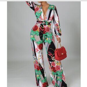 Floral V-Neck Jumpsuit